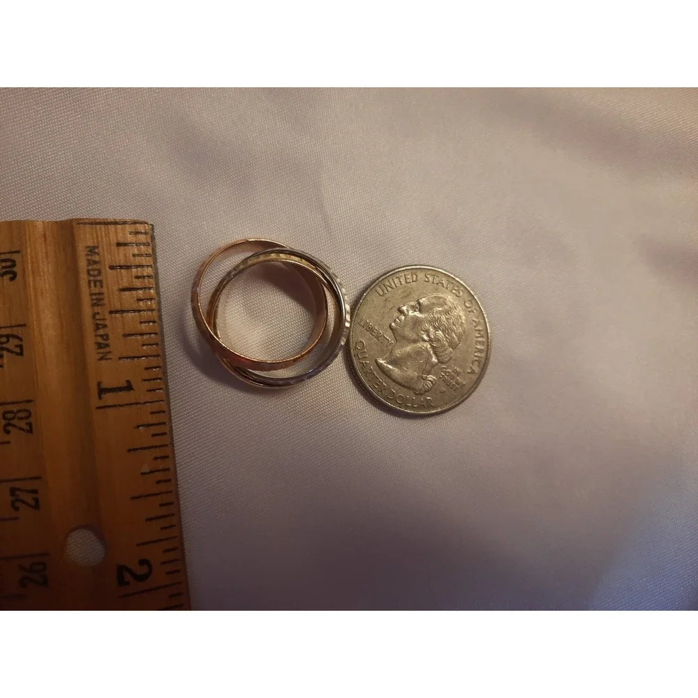 vtg 14K Gold Tri-Color Infinity Ring 6.4g size 5.5 matte dull finish beveled